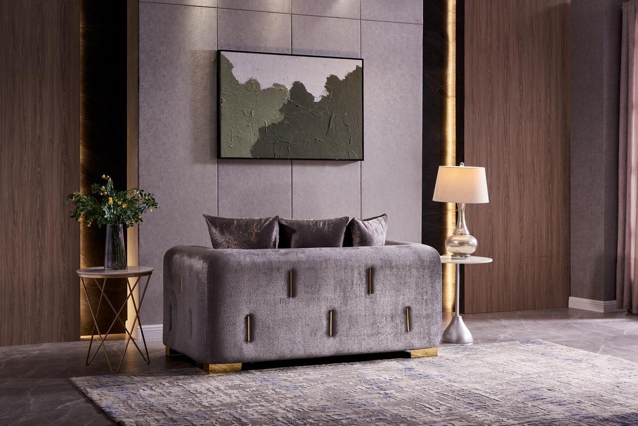 

        
601955550666Gray Thick Velvet Fabric 2Pc Living Room Set Impreza Galaxy Home Modern
