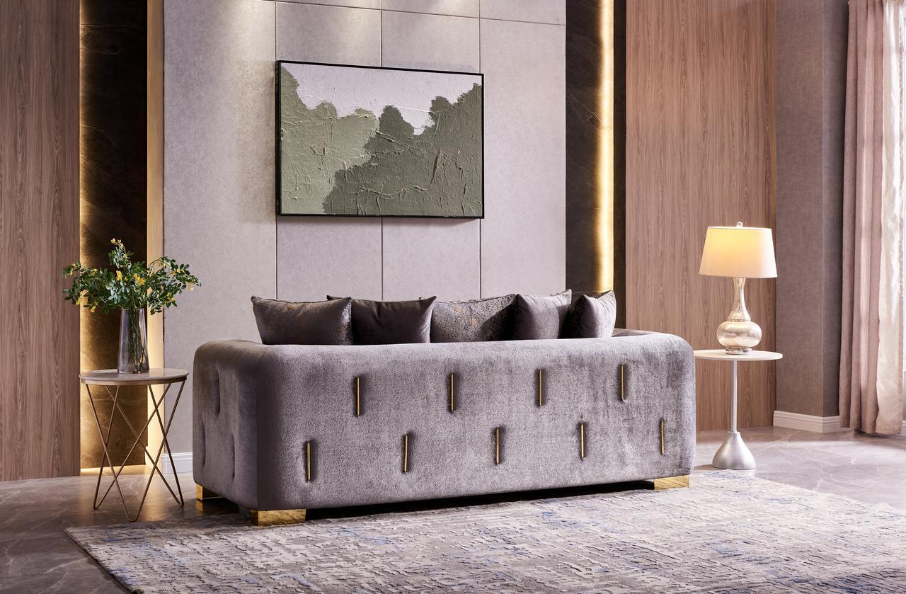 Contemporary, Modern Sofa Set Impreza 601955550673-3PC in Gray Velvet