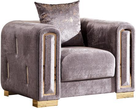 

    
 Shop  Gray Thick Velvet Fabric 3Pc Living Room Set Impreza Galaxy Home Modern
