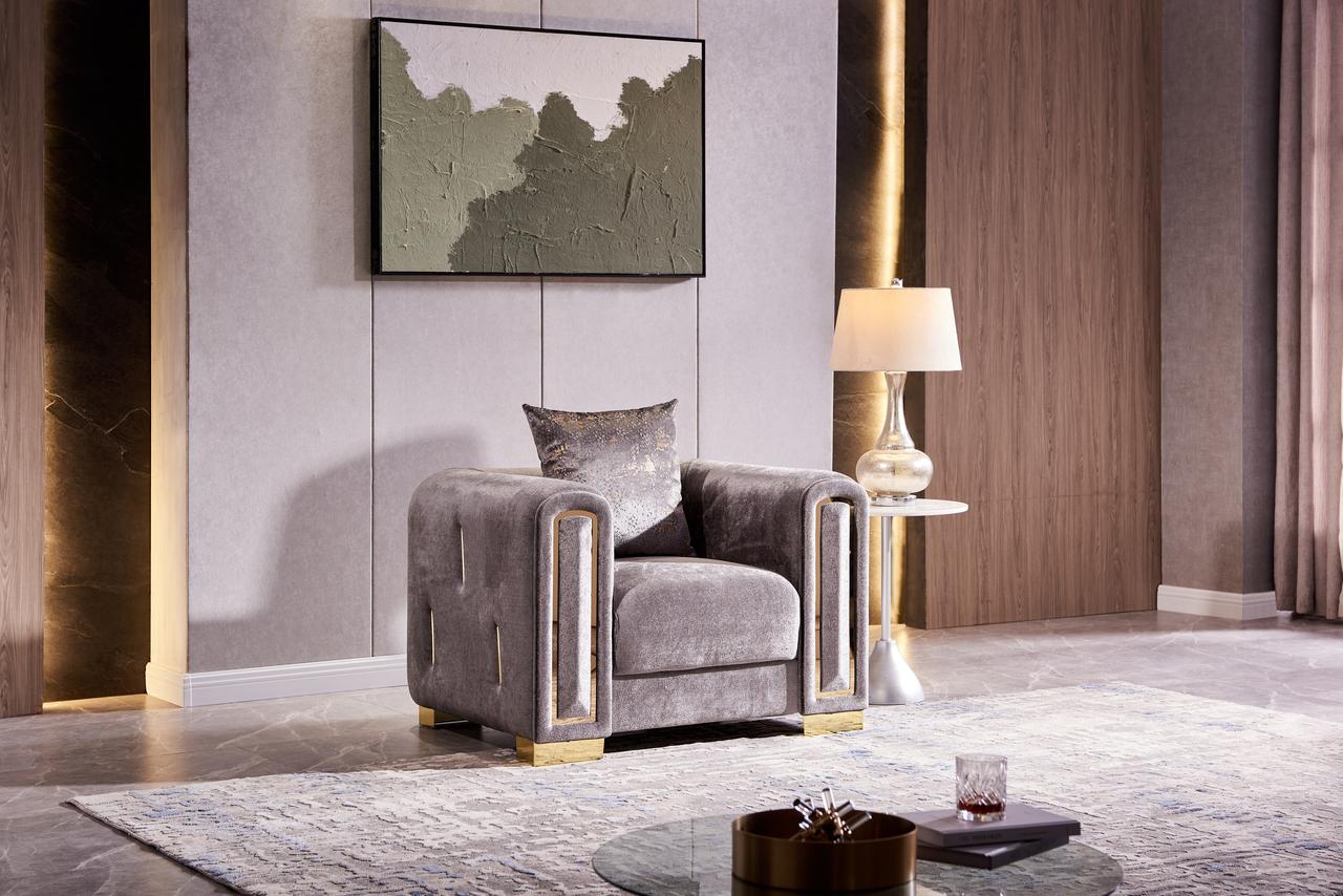 

    
Gray Thick Velvet Fabric Armchair Impreza Galaxy Home Modern
