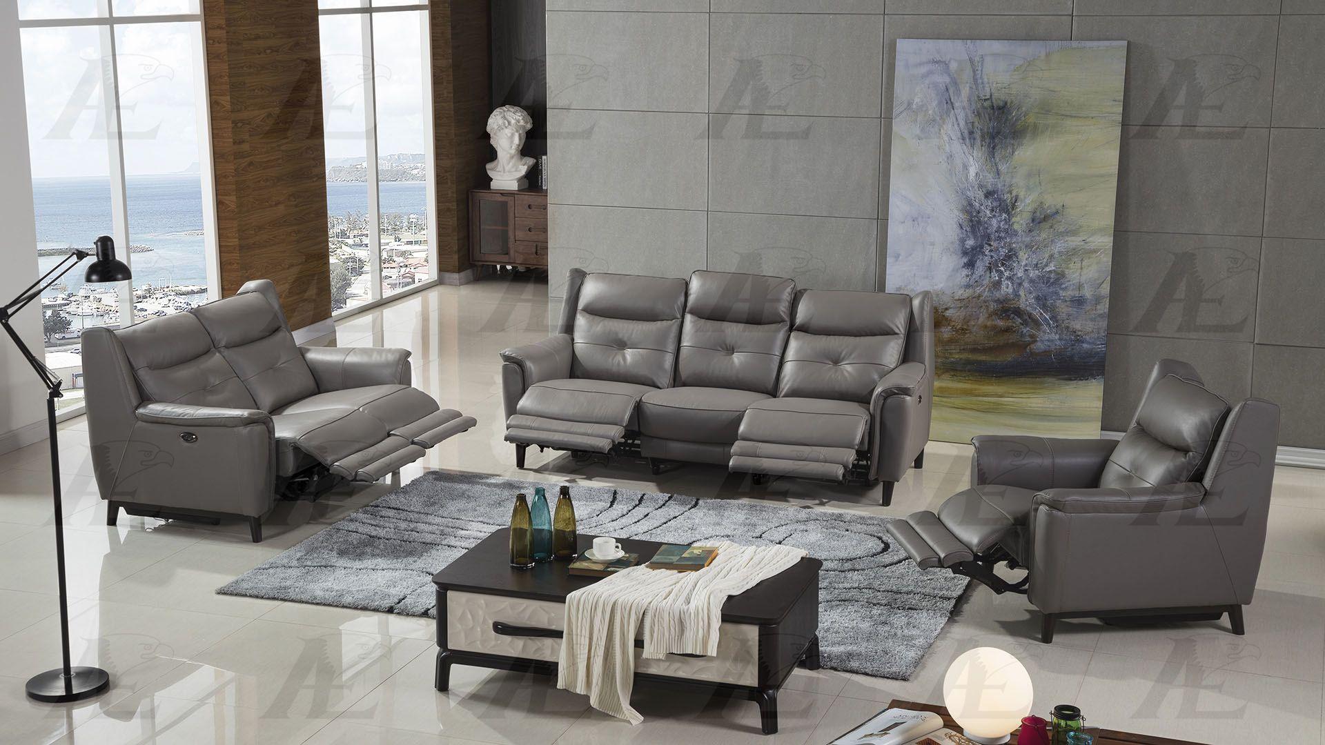 

        
American Eagle Furniture EK-H237-GR Reclining Sofa Gray Top grain leather 00656237669987
