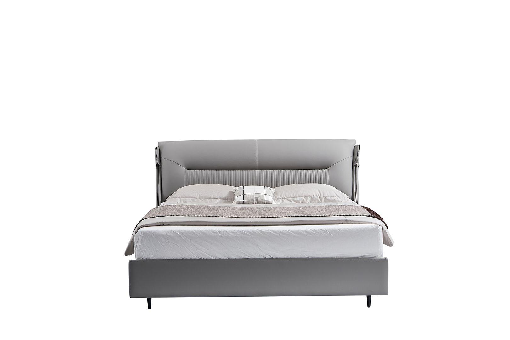 Contemporary, Modern Platform Bed B-Y2001-CK B-Y2001-CK in Gray Genuine Leather