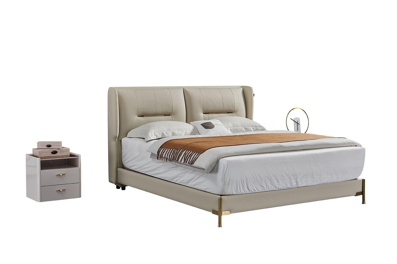 Contemporary, Modern Platform Bed B-Y2012-EK B-Y2012-EK in Gray Genuine Leather