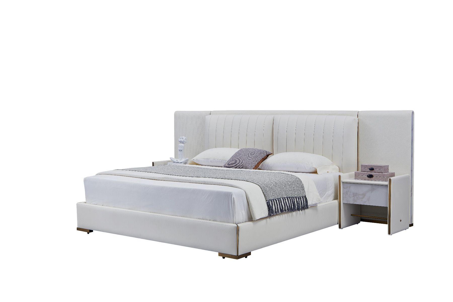 Contemporary, Modern Platform Bedroom Set B-Y2008-EK / NS-Y2008 B-Y2008-EK-3PC in Gray Genuine Leather