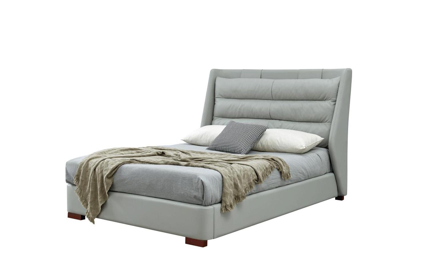 Contemporary, Modern Storage Bed Chester 1070TBED in Gray Genuine Leather