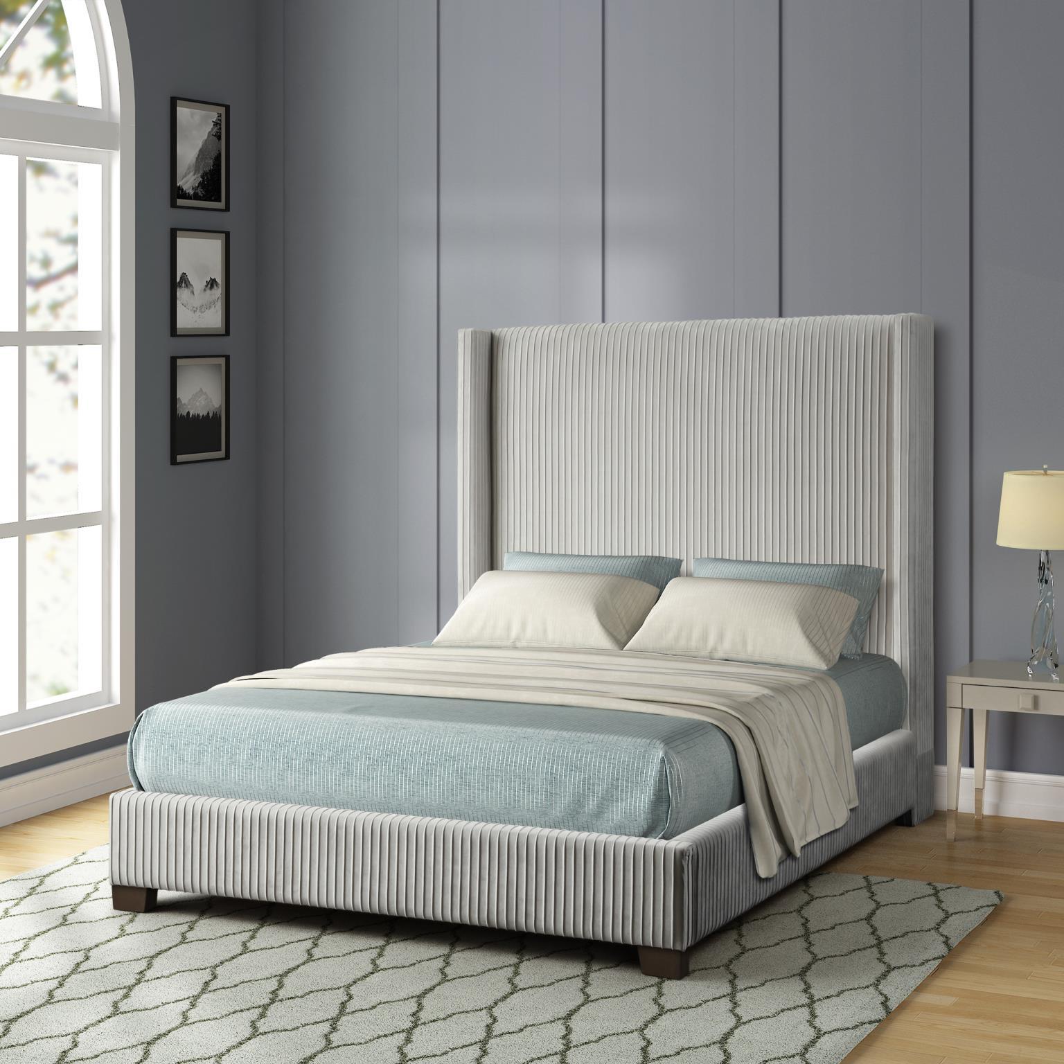 Modern, Transitional Upholstered Bed Jennie 1147-110 1147-110 in Gray 