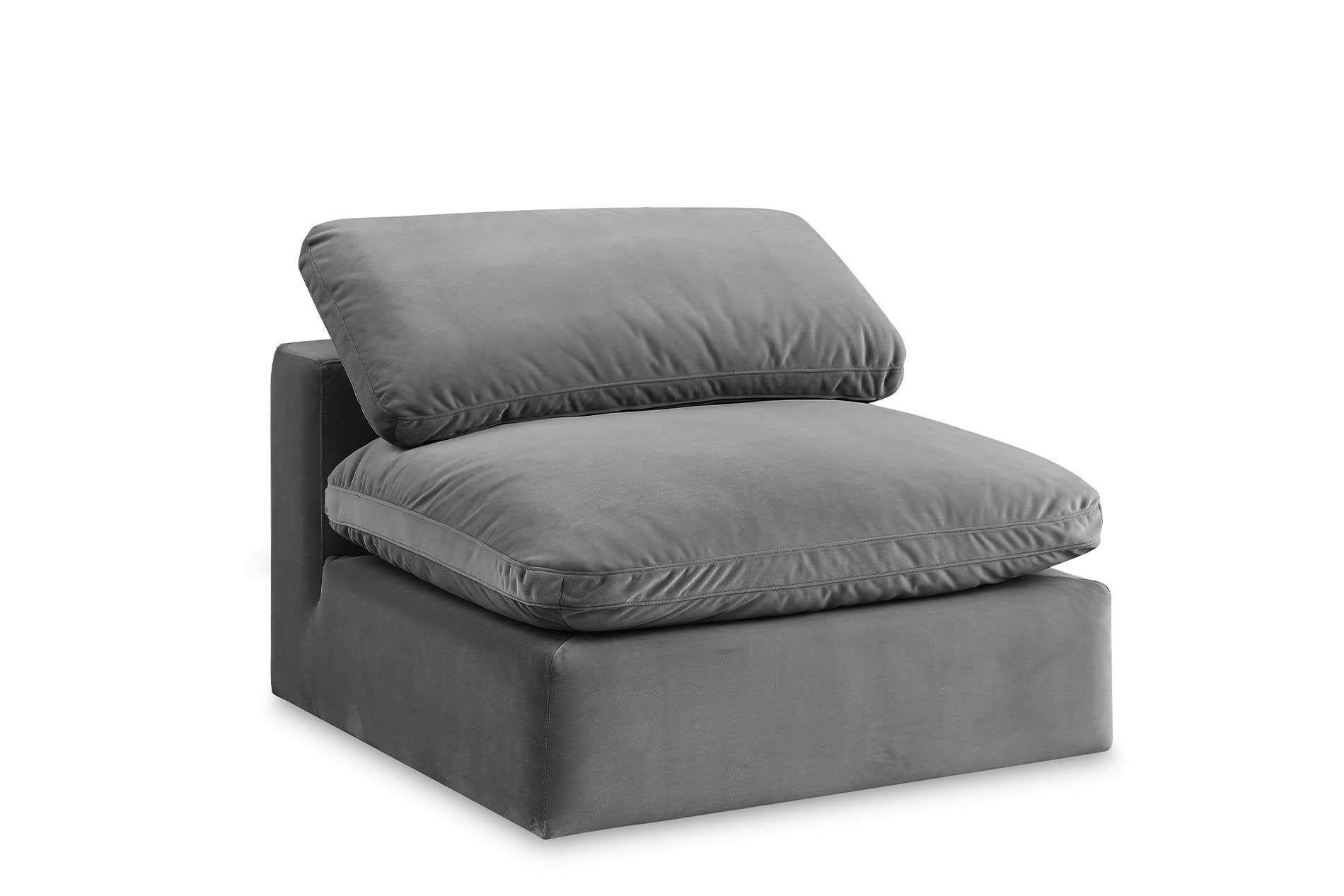 Contemporary, Modern Armless Chair 189Grey-Armless 189Grey-Armless in Gray Velvet