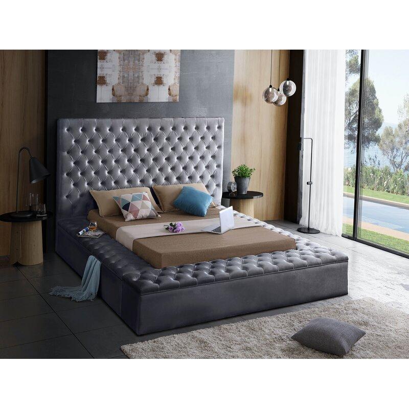 

                    
Buy Gray Velvet Button Tufted Queen Storage Bed NORA Galaxy Home Modern Contemporary
