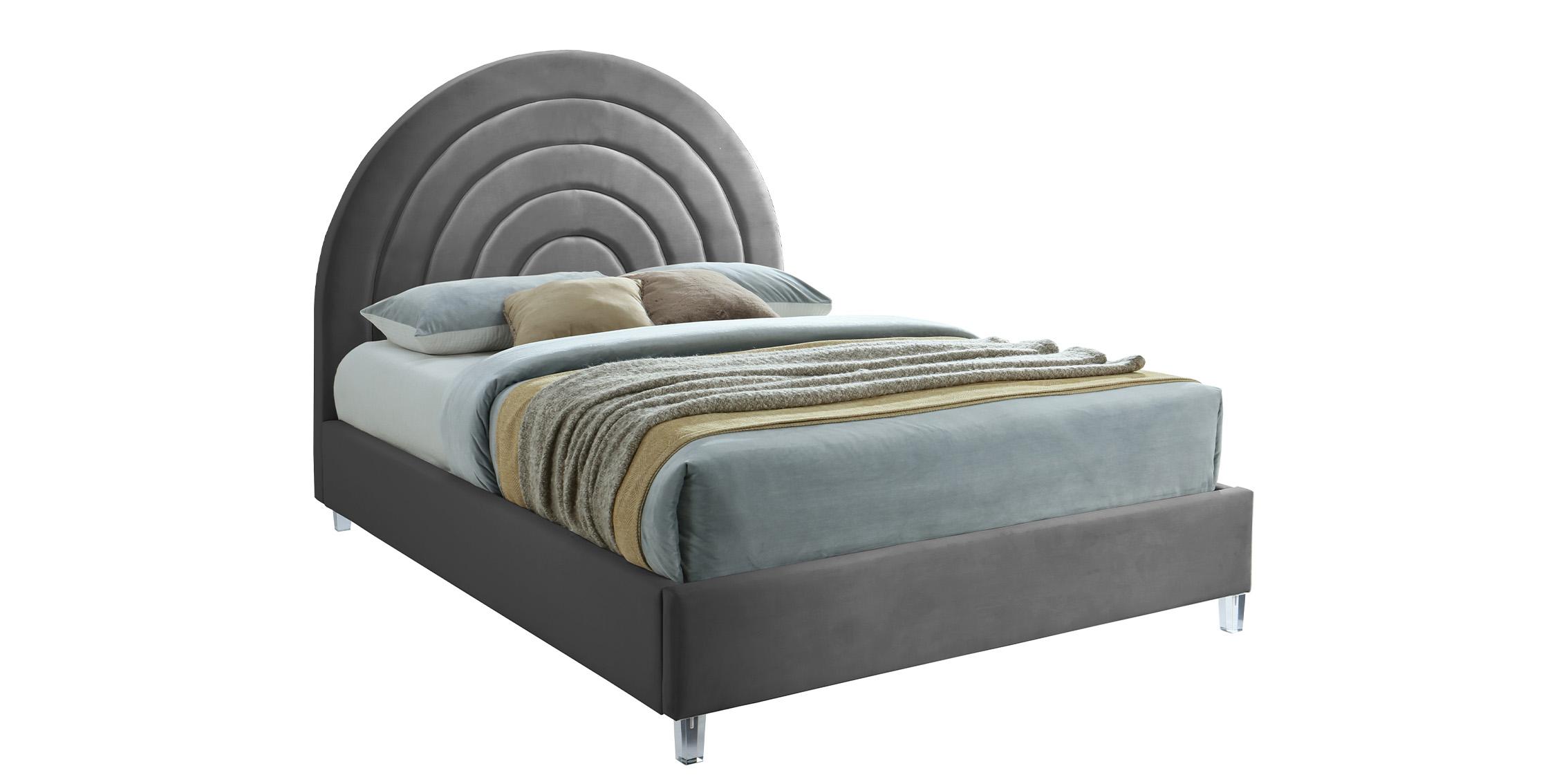 Contemporary, Modern Platform Bed RAINBOW RainbowGrey-Q RainbowGrey-Q in Gray Fabric