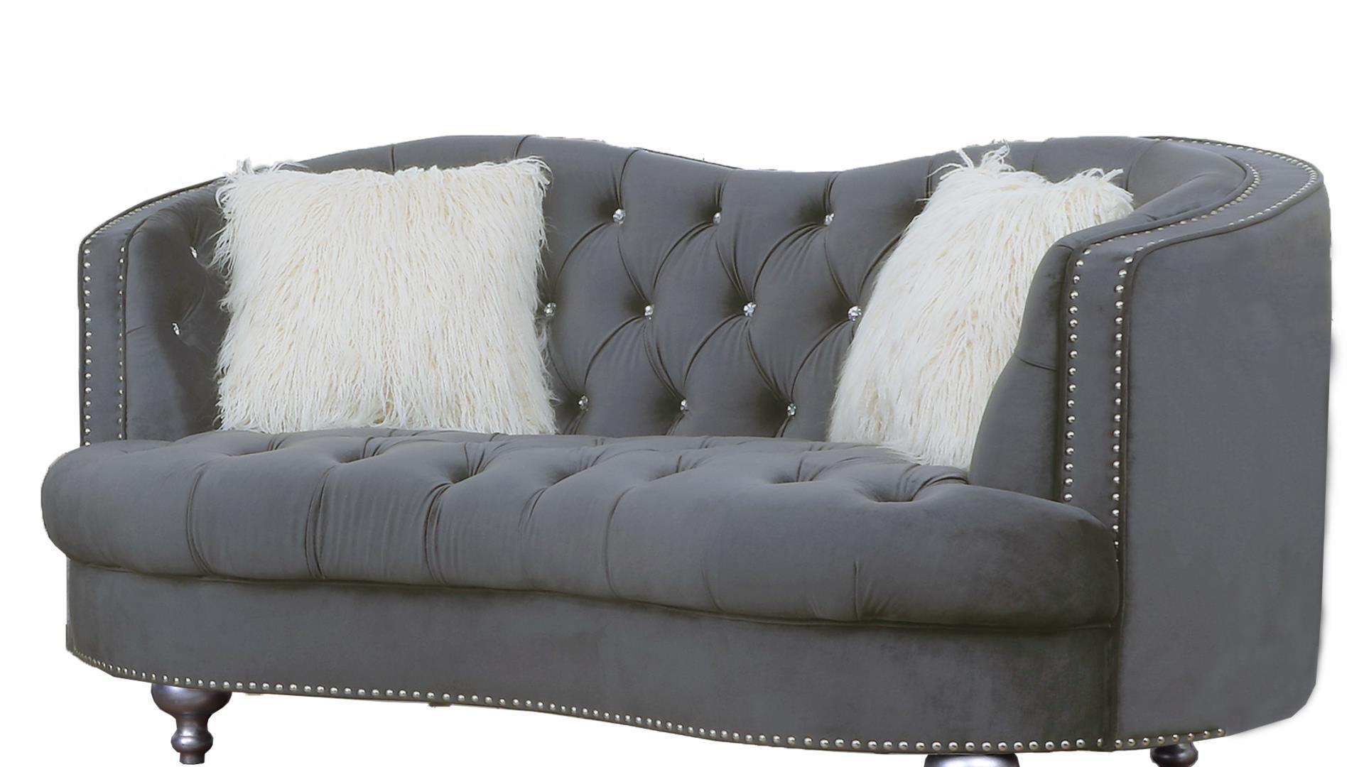 Contemporary, Modern Sofa Set AFREEN GHF-808857577955 in Gray Velvet