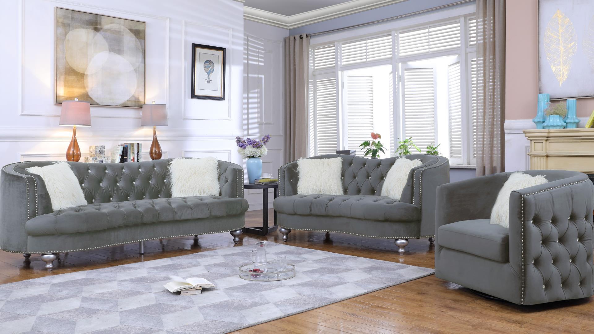 

        
Galaxy Home Furniture AFREEN Sofa Set Gray Velvet 808857577955
