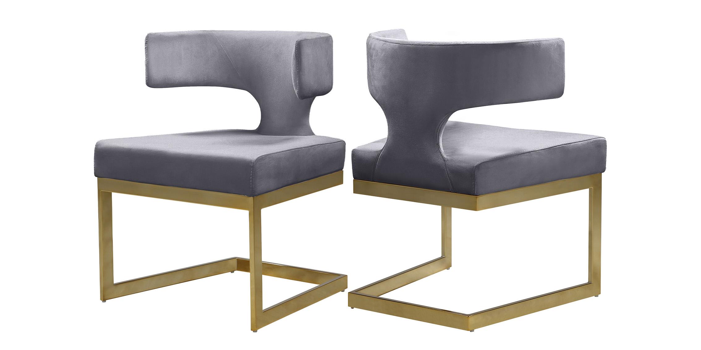 

    
Gray Velvet Dining Chair Set 2Pcs ALEXANDRA 953Grey-C Meridian Contemporary
