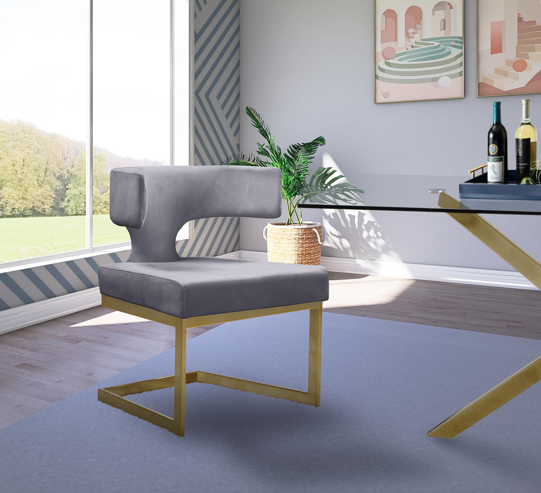 

        
Meridian Furniture ALEXANDRA 953Grey-C Dining Chair Set Gray/Gold Velvet 753359807089

