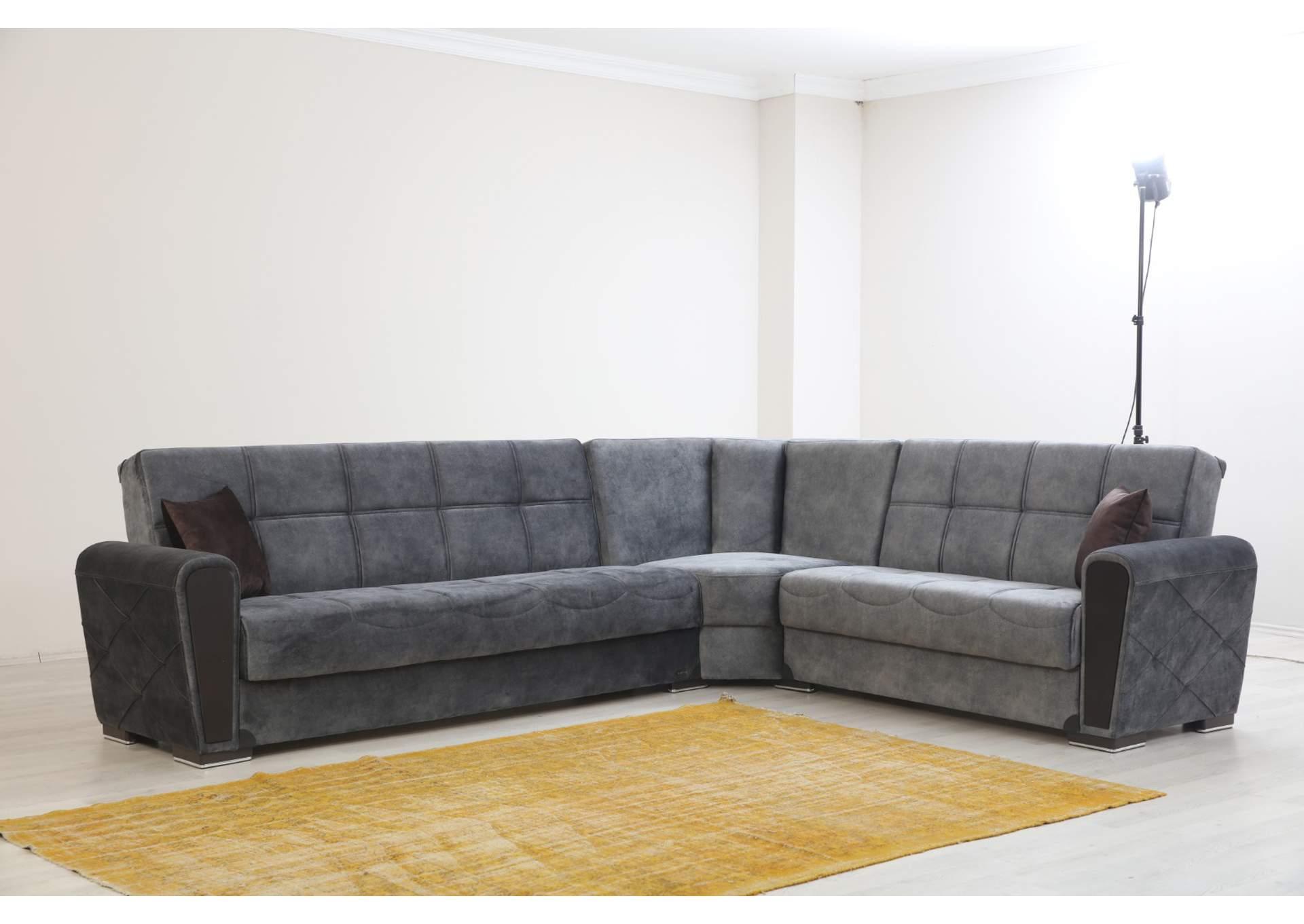Contemporary Sectional Sofa Sara SARA-S in Gray Fabric