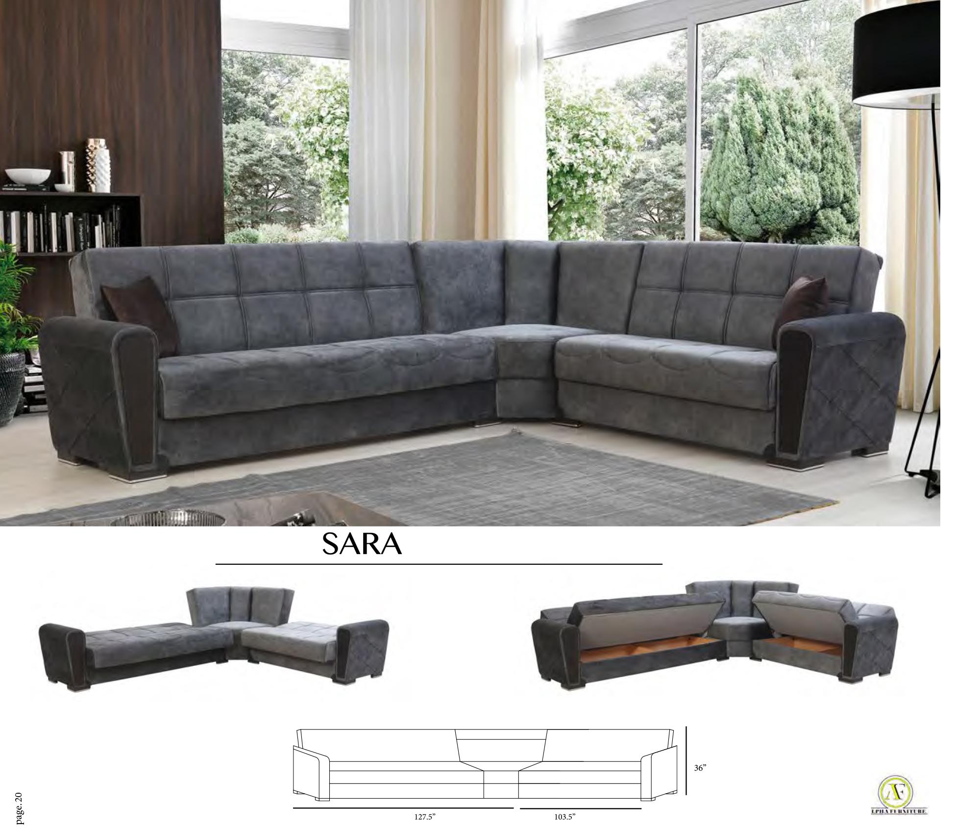 

    
Gray Velvet Fabric 3Pcs Sleeper Sectional Contemporary Alpha Furniture Sara
