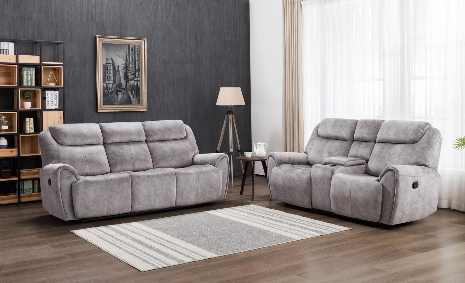 

    
Gray Velvet Fabric Reclining Sofa & Loveseat Set Contemporary Global United 5008
