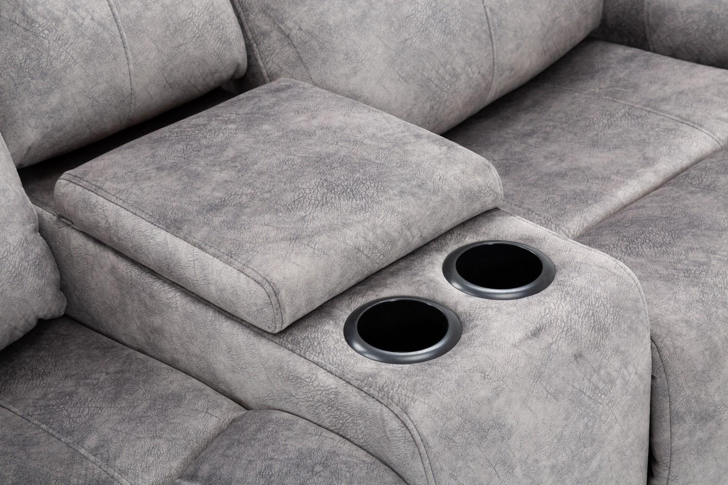 

    
 Order  Gray Velvet Fabric Reclining Sofa Set 3Pcs Contemporary  Global United 5008

