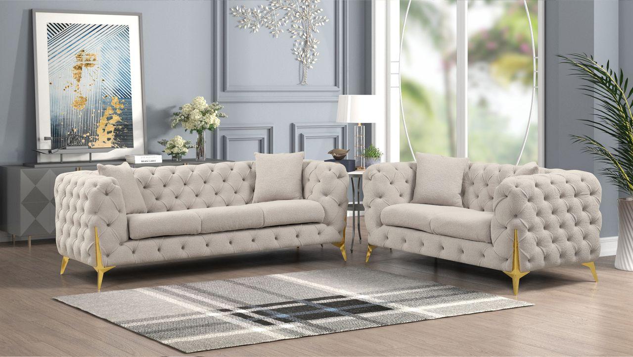 Contemporary, Modern Sofa Set CONTEMPO 601955549936-2PC in Gray Velvet