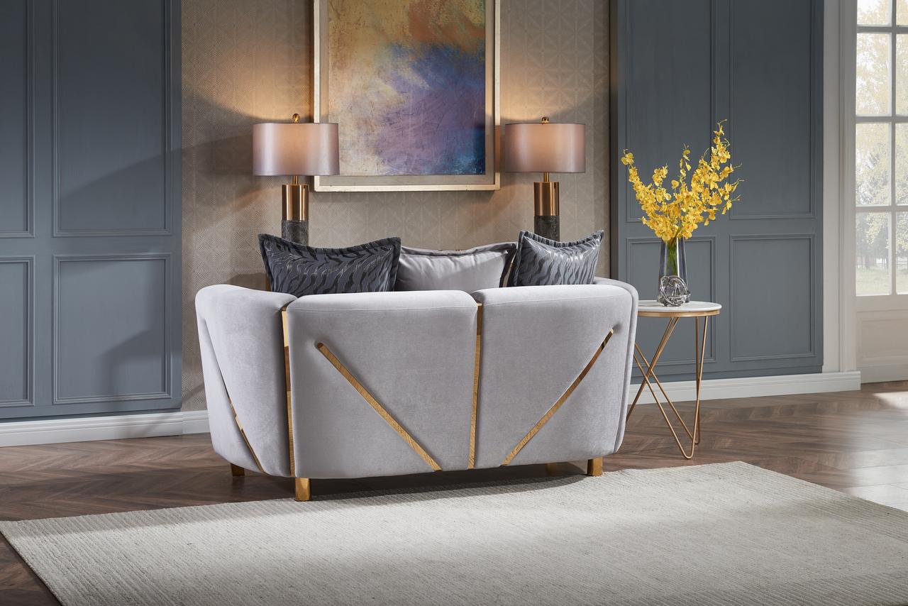 

    
Chanelle-2PC Gray Velvet Fabric Upholstered 2Pc Living Room Set Chanelle Galaxy Home Modern
