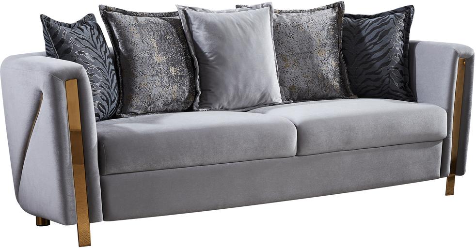 

    
Gray Velvet Fabric Upholstered Sofa Chanelle Galaxy Home Modern
