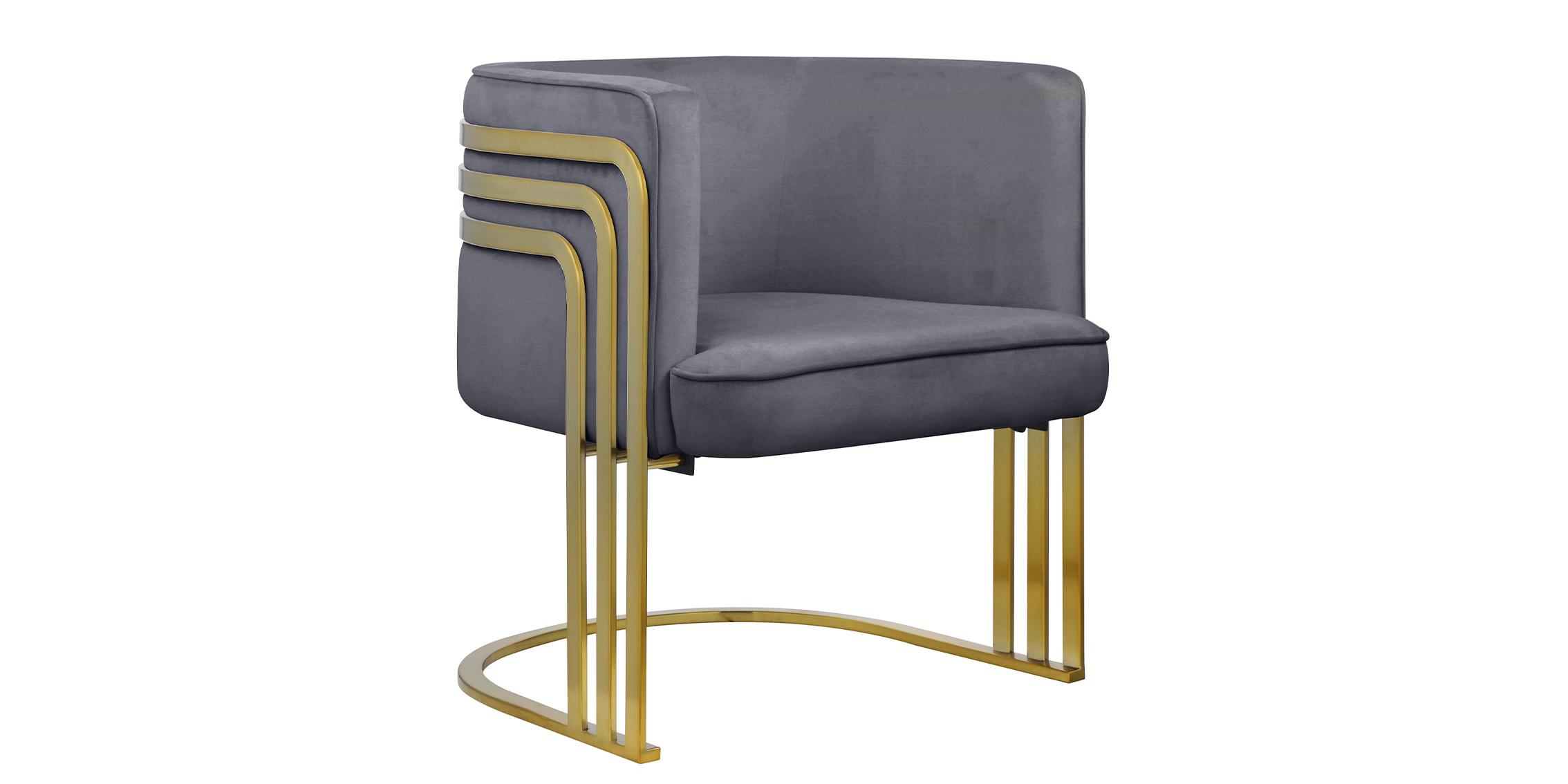 Contemporary Accent Chair RAYS 533Grey 533Grey in Gray, Gold Velvet