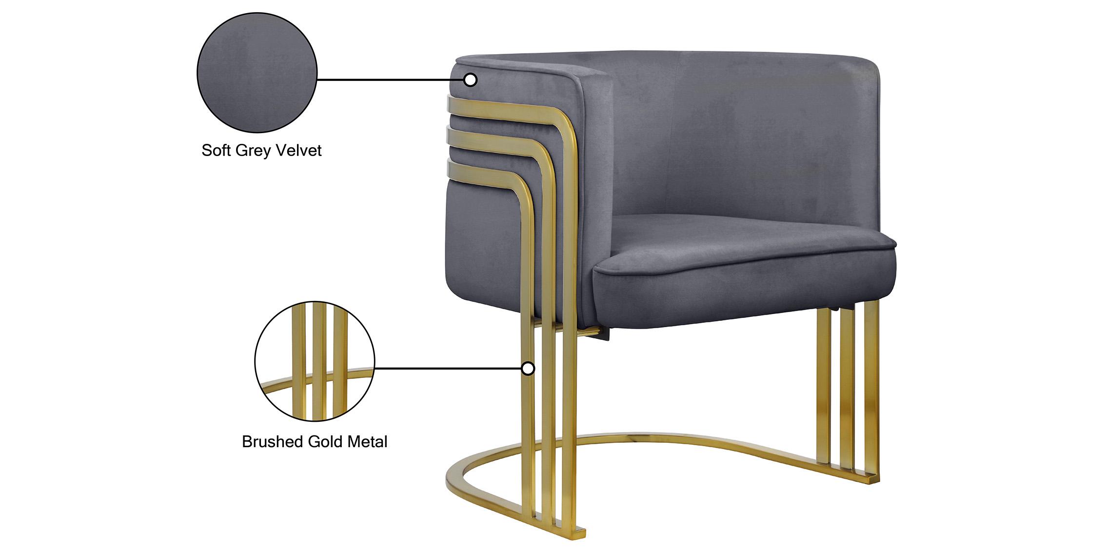 

        
094308252445Gray Velvet & Gold Accent Chair Set 2 RAYS 533Grey Meridian Modern Contemporary
