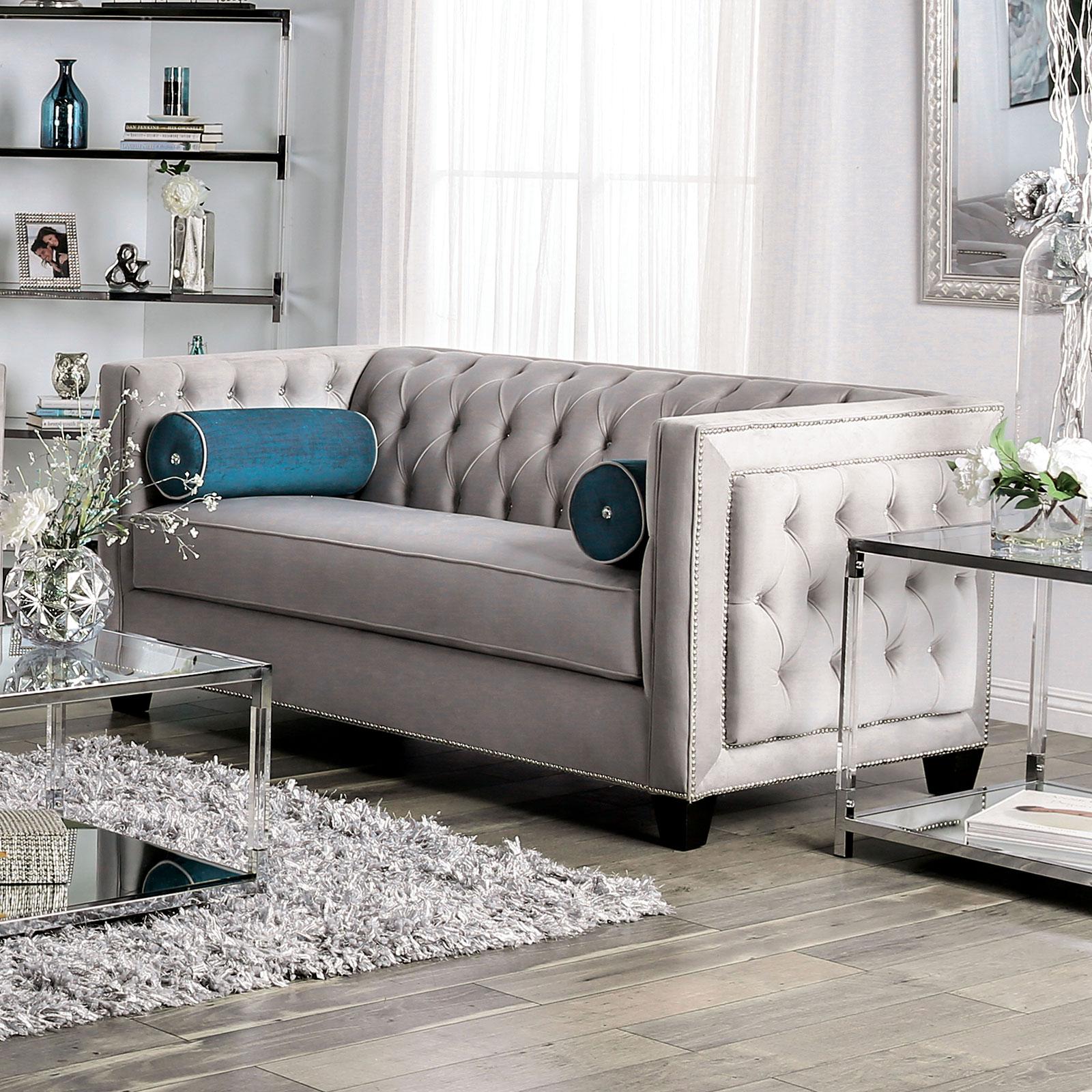 

    
Furniture of America SM2283-2PC Silvan Sofa and Loveseat Set Gray SM2283-2PC
