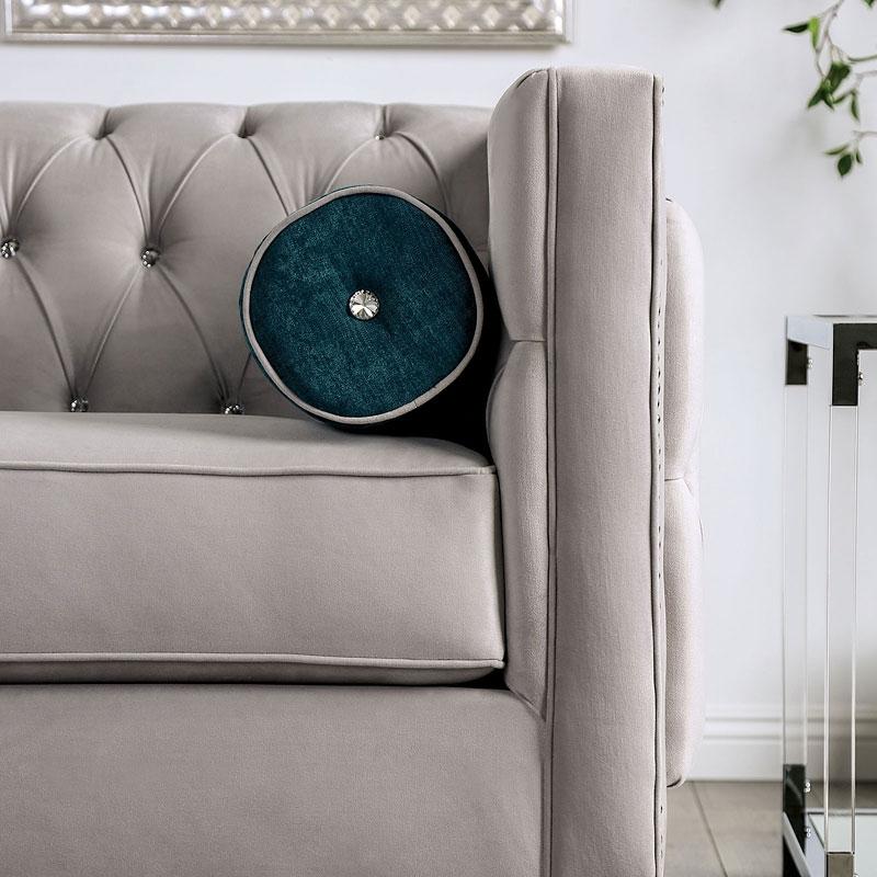 

                    
Buy Transitional Gray Velvet-like Fabric Sofa and Loveseat Furniture of America Silvan
