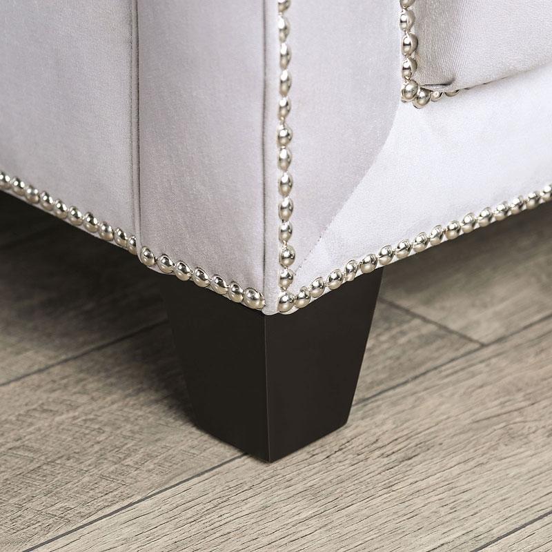 

    
 Shop  Transitional Gray Velvet-like Fabric Sofa and Loveseat Furniture of America Silvan

