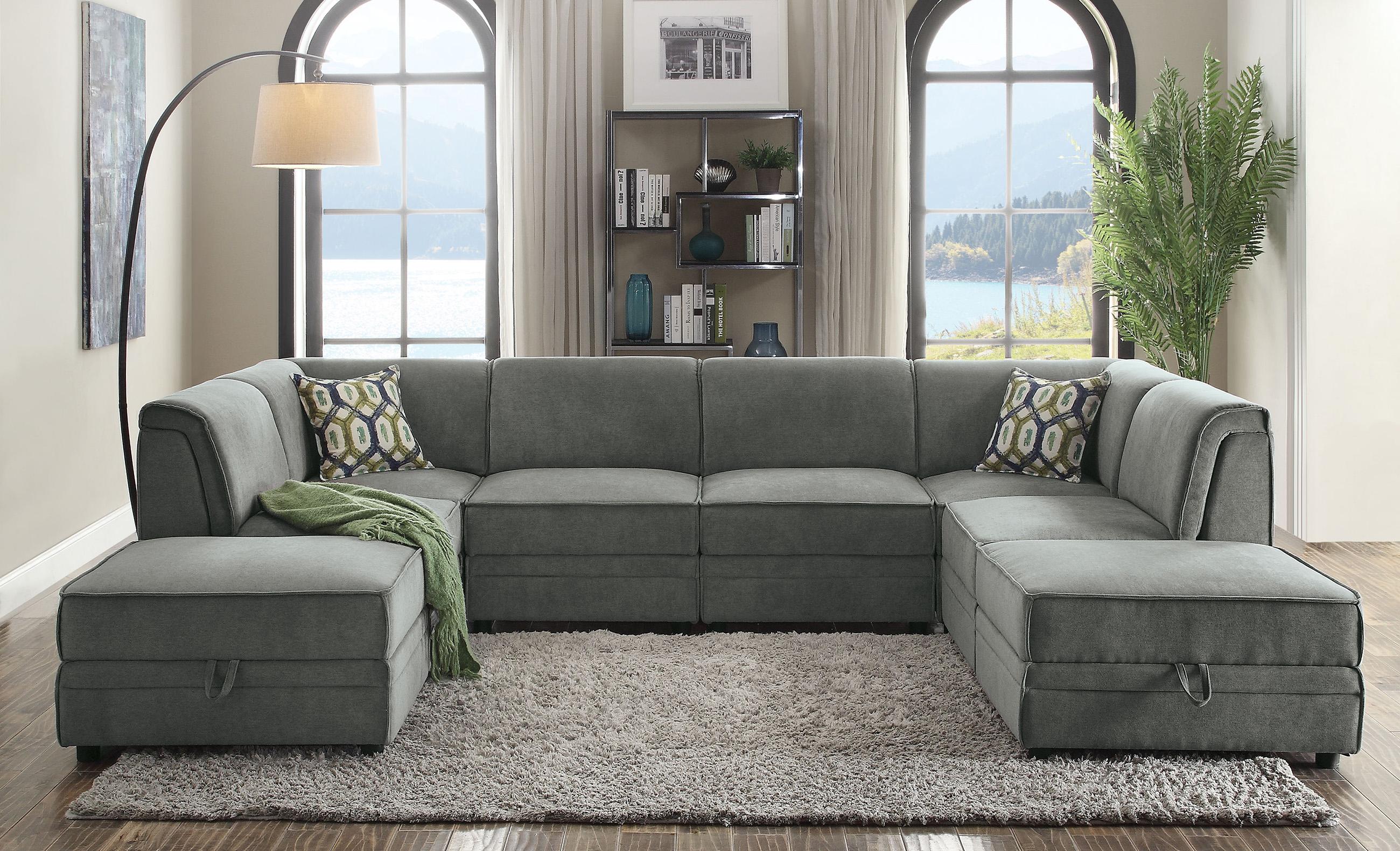 

    
Gray Velvet 8 Pcs Modular Sectional Sofa 53780 Bois ACME Contemporary Modern
