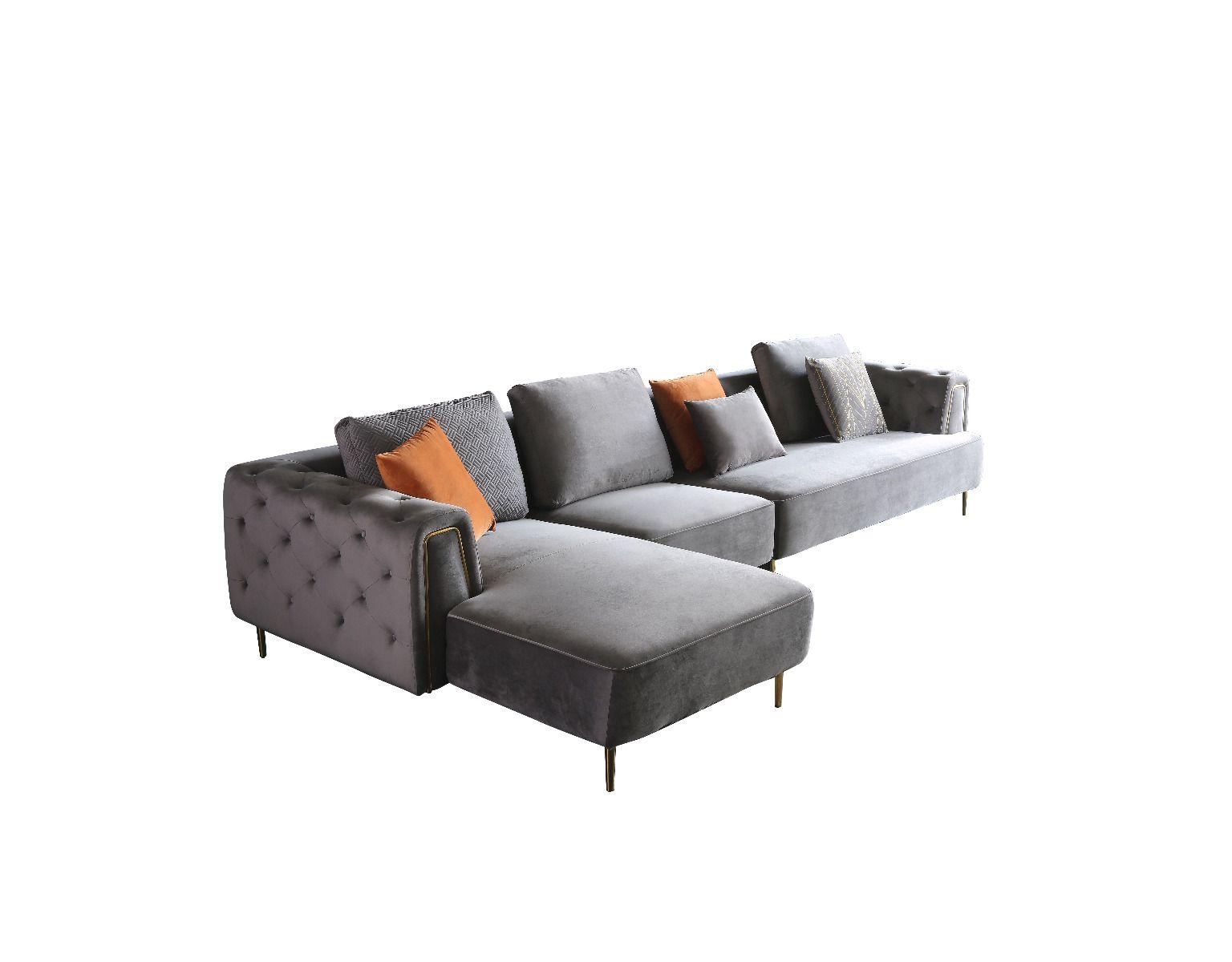 

    
3 Piece Gray Velvet Right Side Sitting Sectional American Eagle AE-LD831R-GR
