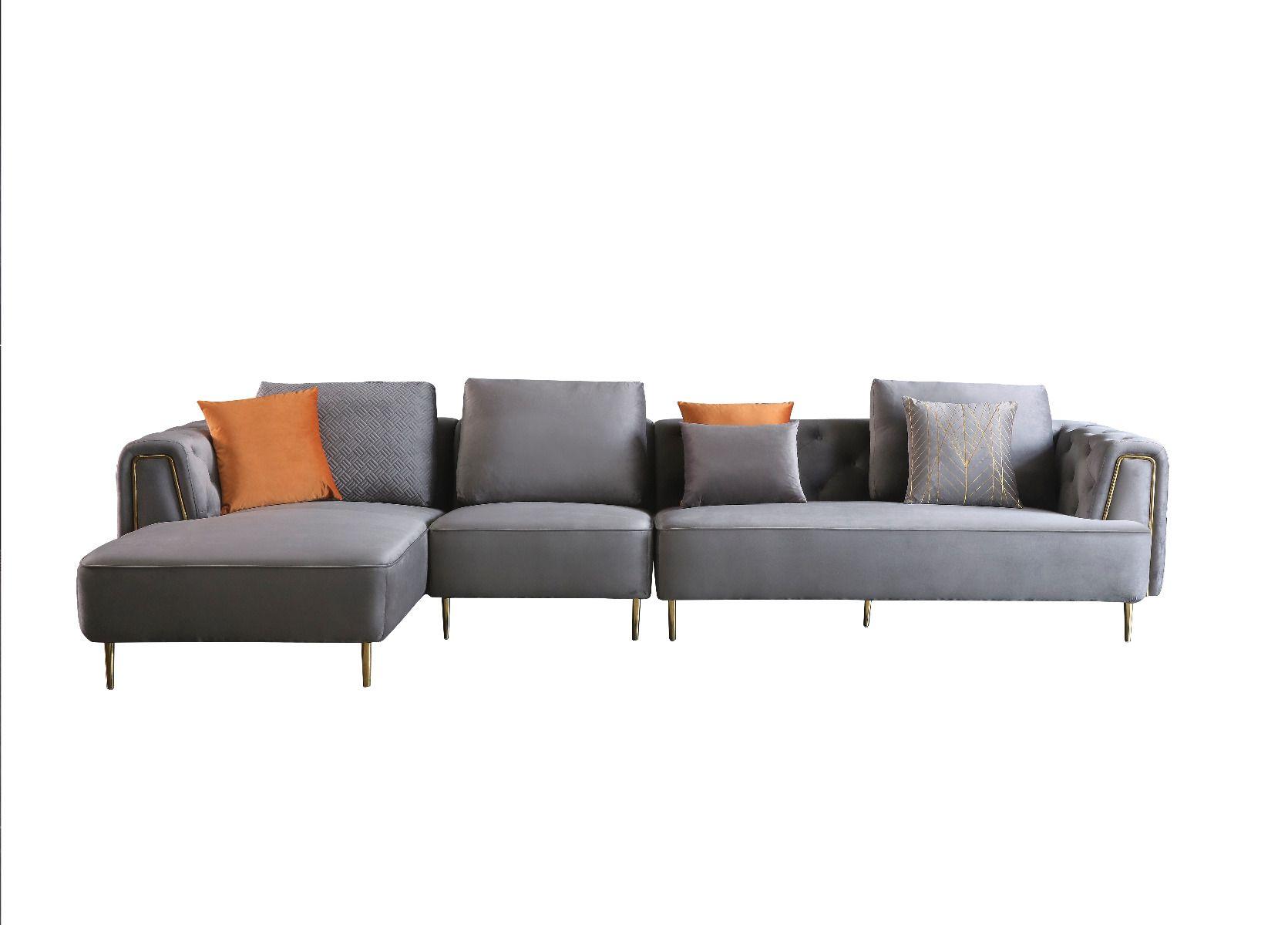 

    
3 Piece Gray Velvet Right Side Sitting Sectional American Eagle AE-LD831R-GR
