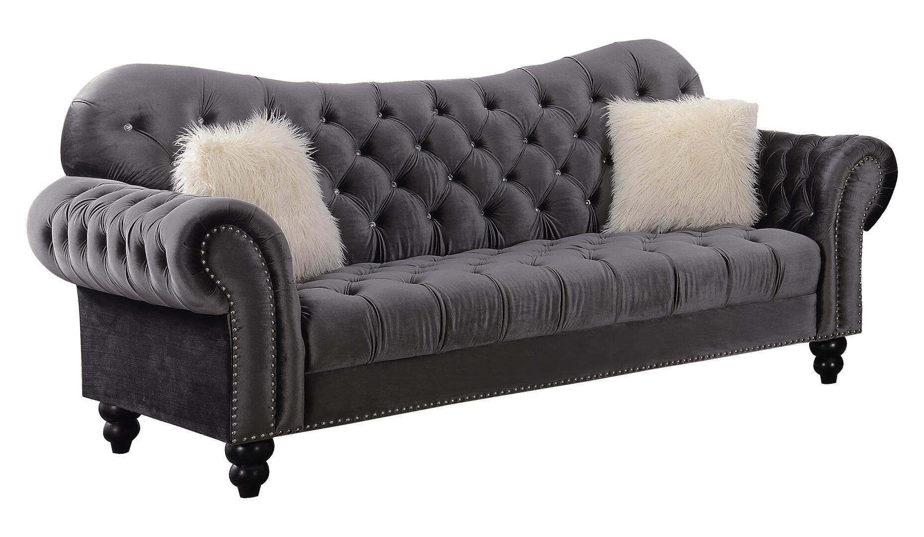 

    
Gray Velvet Sofa Transitional Cosmos Furniture Gracie
