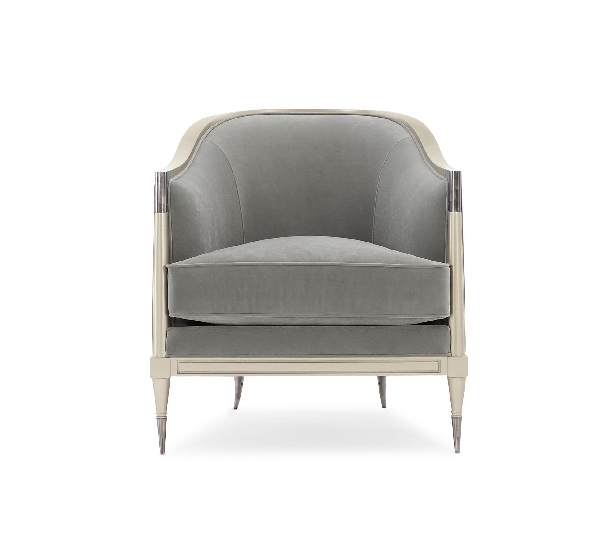 

    
Gray Velvet & Soft Silver Paint Finish Traditional Chair SPLASH OF FLASH by Caracole
