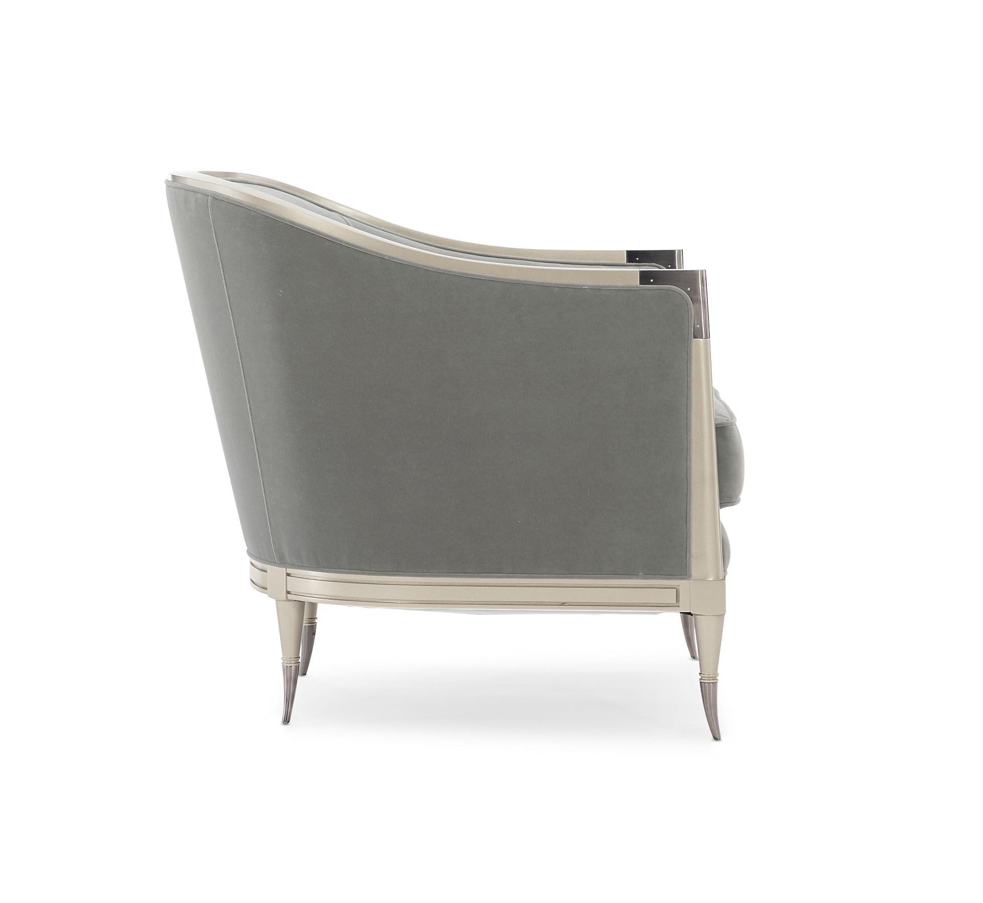 

    
 Shop  Gray Velvet & Soft Silver Paint Finish Traditional Sofa Set 2Pcs SPLASH OF FLASH by Caracole
