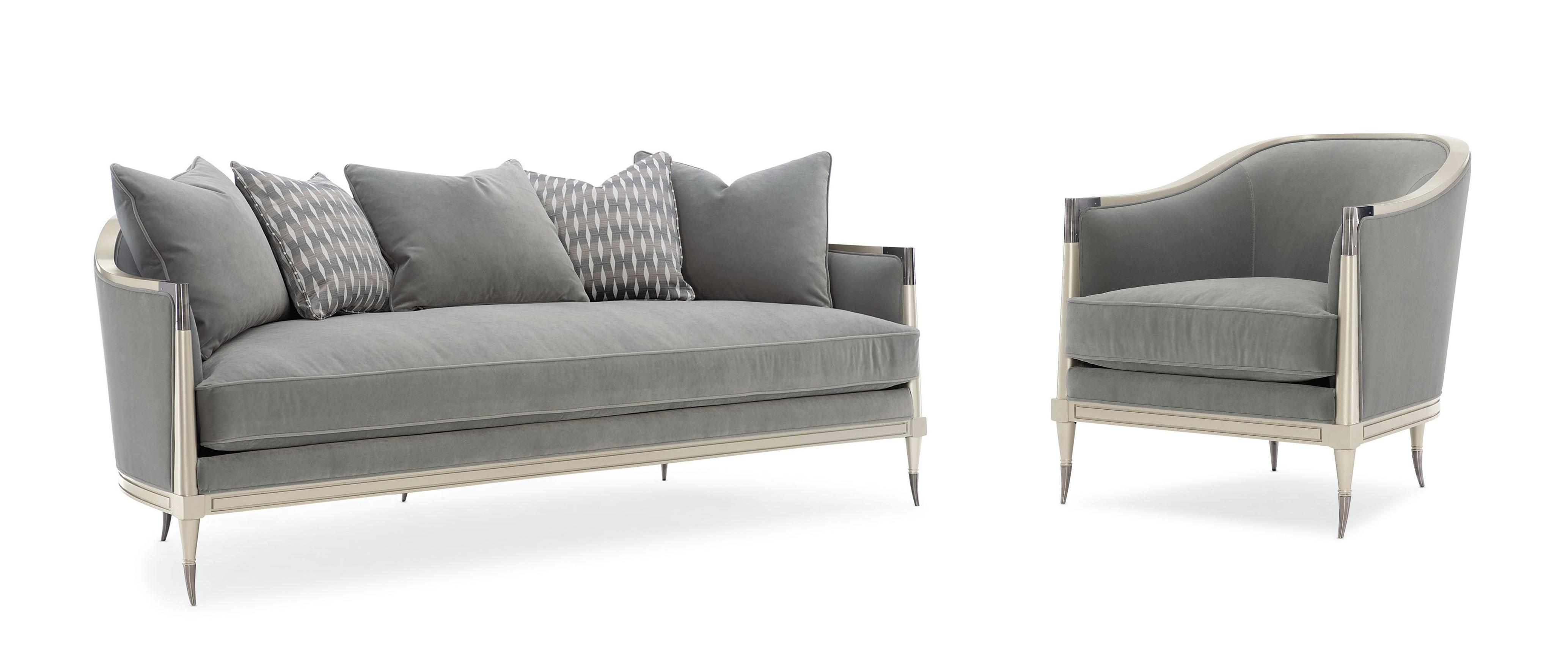 

    
Gray Velvet & Soft Silver Paint Finish Traditional Sofa Set 2Pcs SPLASH OF FLASH by Caracole
