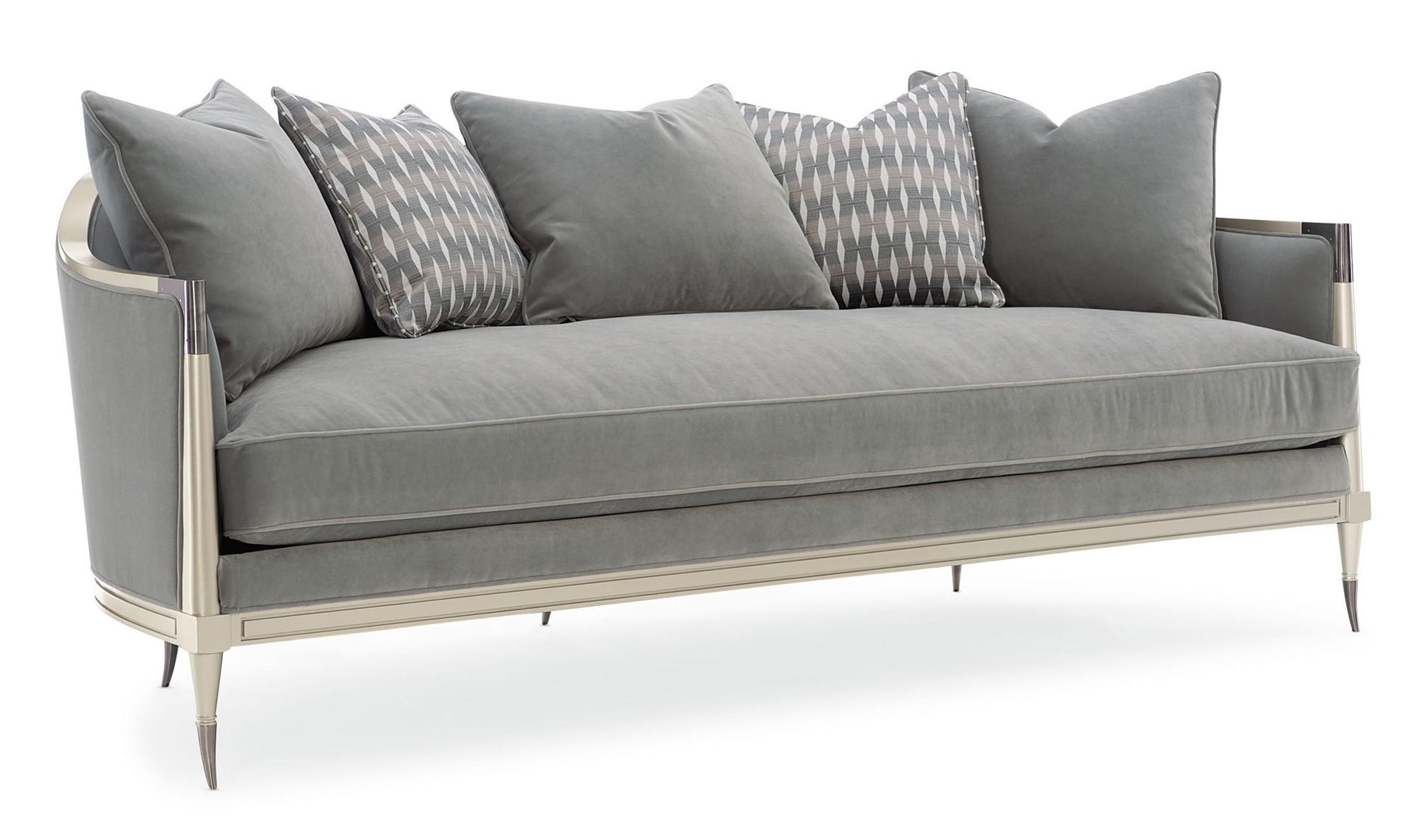 Traditional Sofa SPLASH OF FLASH UPH-420-112-A in Silver, Gray Fabric
