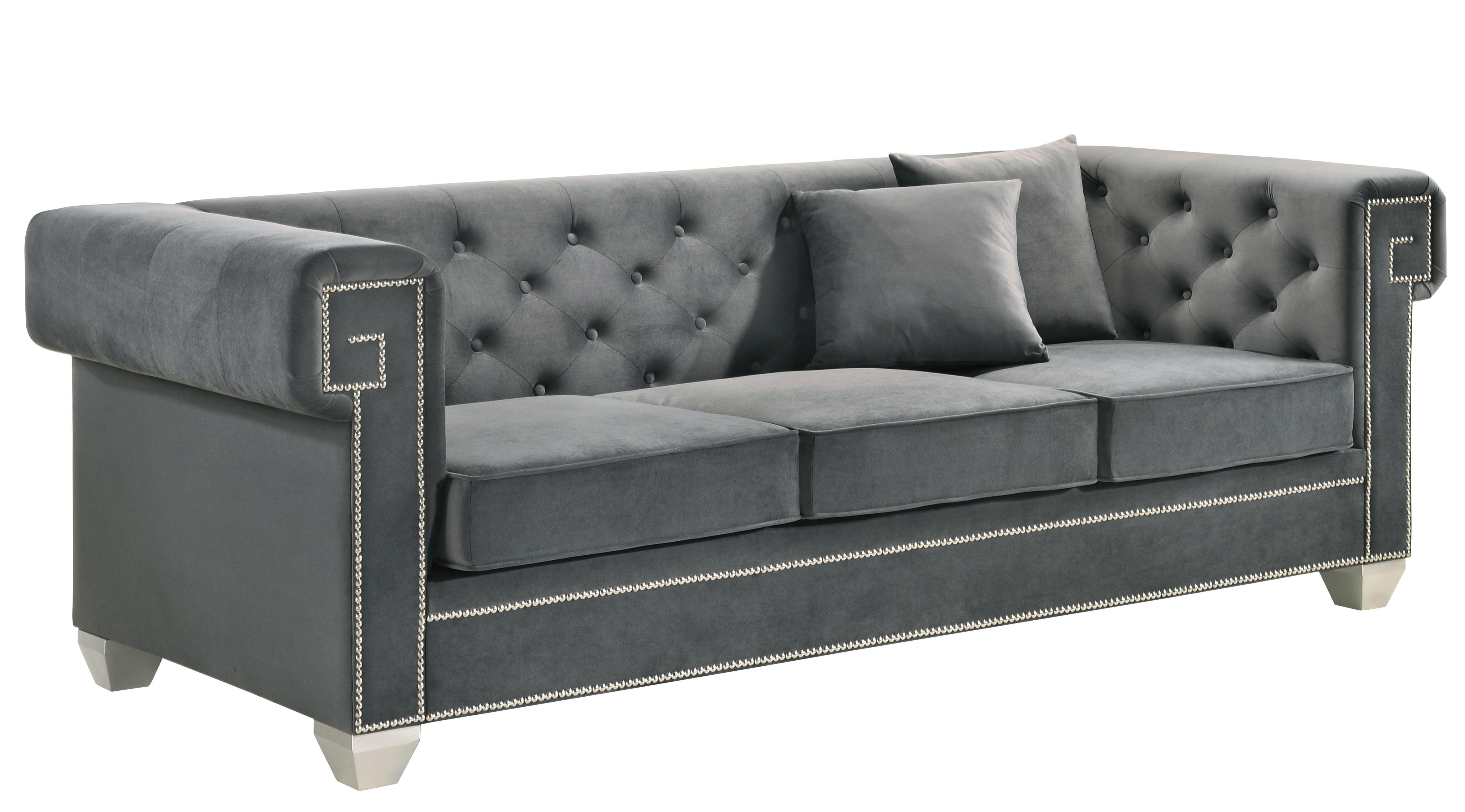 Modern Sofa Clover Gray Clover Gray-Sofa in Gray Velvet