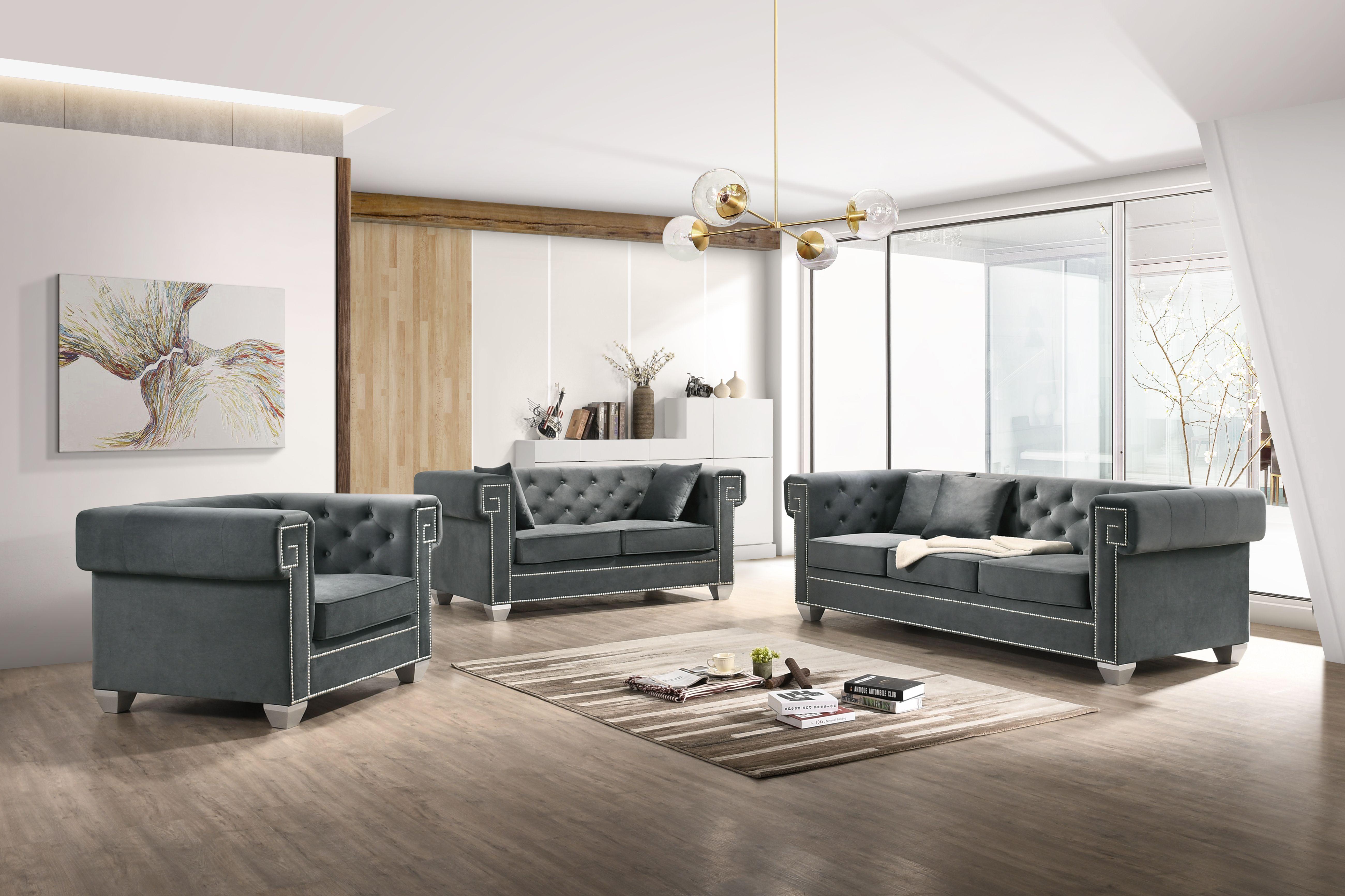 

        
Cosmos Furniture Clover Gray Sofa Gray Velvet 810053741979

