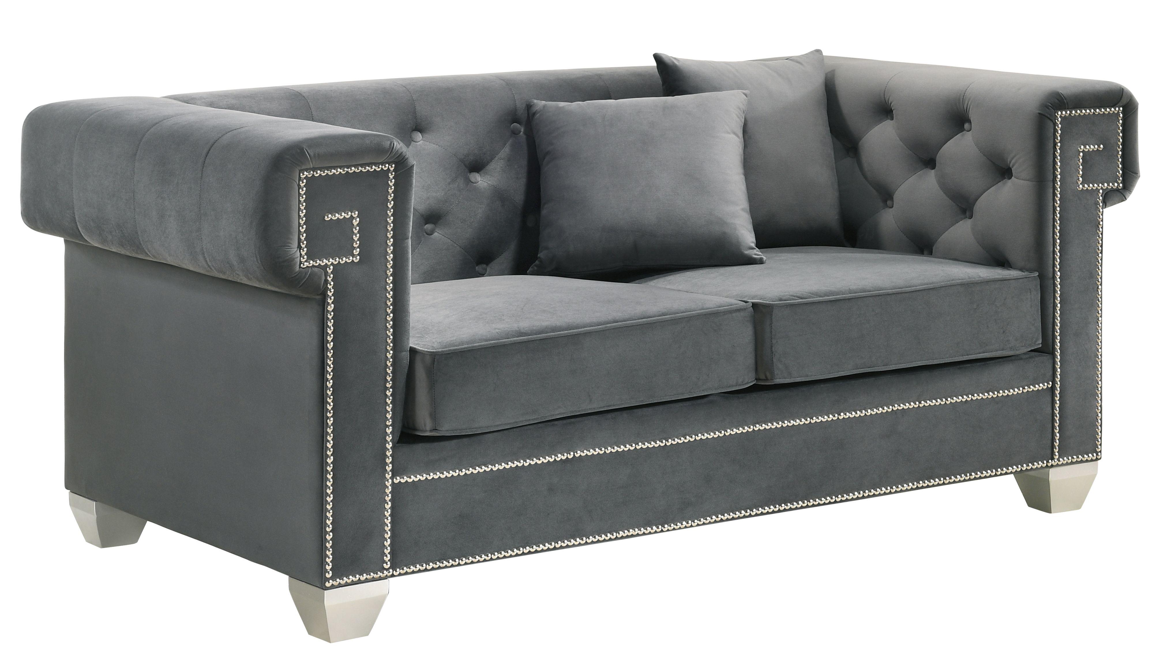 

    
Cosmos Furniture Clover Gray Sofa Loveseat and Chair Set Gray Clover Gray-Set-3
