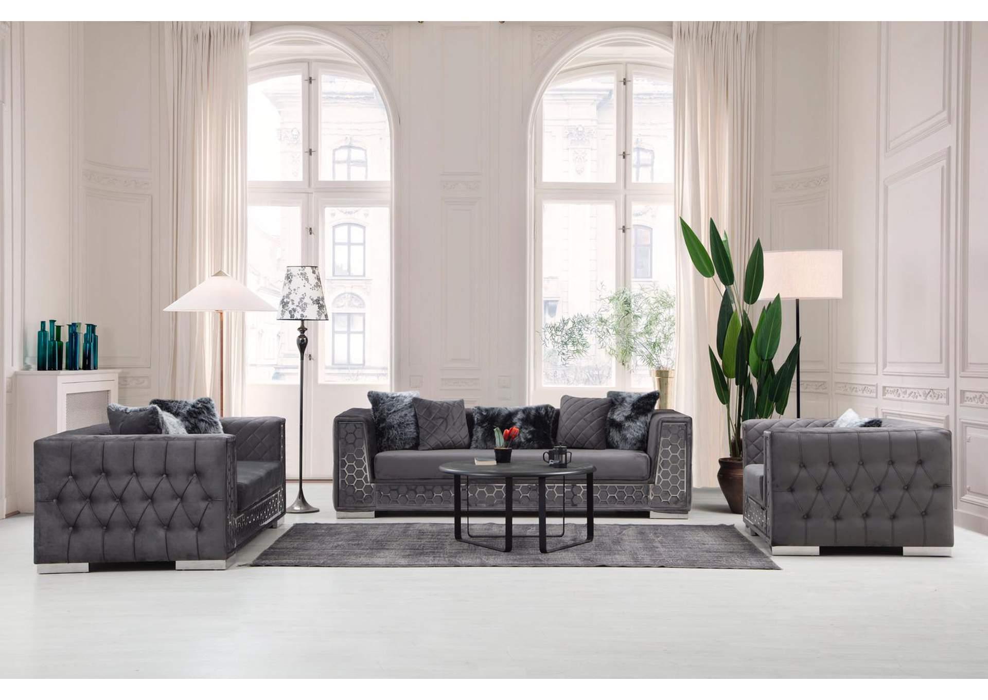 

                    
Alpha Furniture Armoni Sofa Gray Velvet Purchase 

