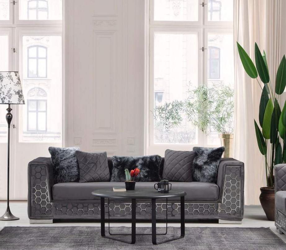 

    
Gray Velvet Tufted Channels Sofa Set 2Pcs Contemporary Alpha Furniture Armoni
