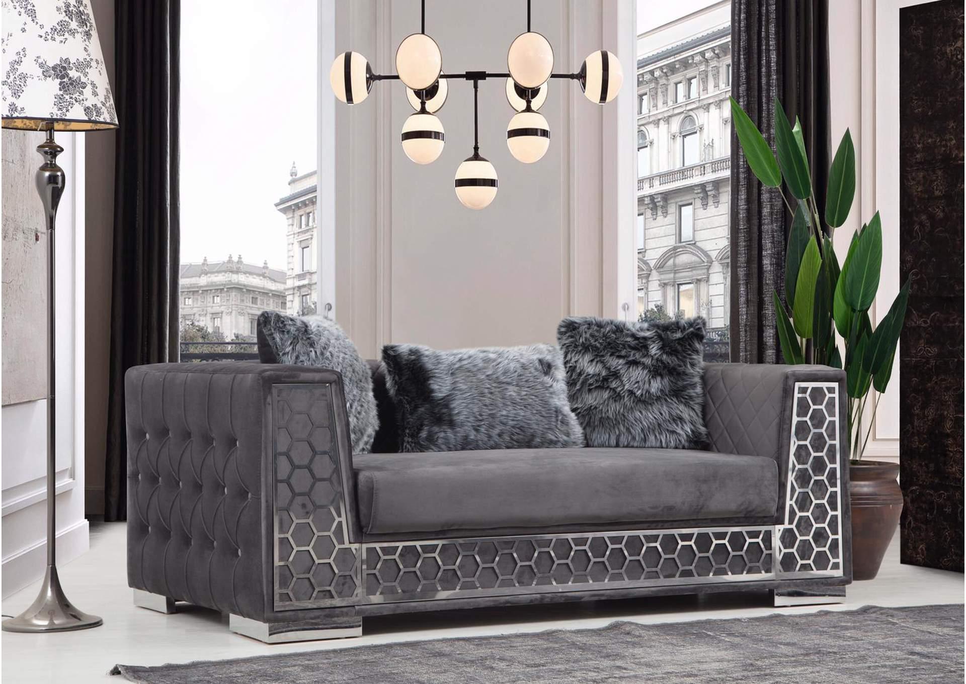 

    
Alpha Furniture Armoni Sofa and Loveseat Set Gray AMNI-G-S-Set-2
