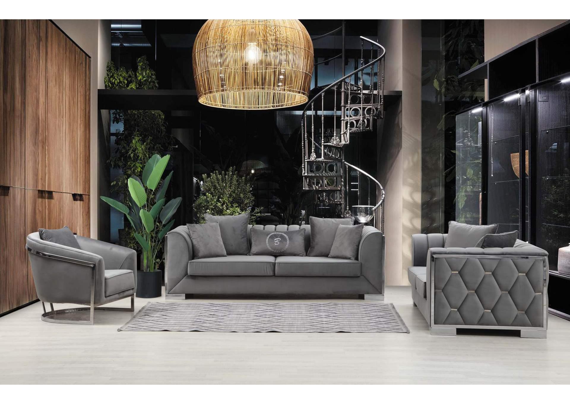 

    
Gray Velvet Tufted Channels Sofa Set 3Pcs Contemporary Alpha Furniture Milano
