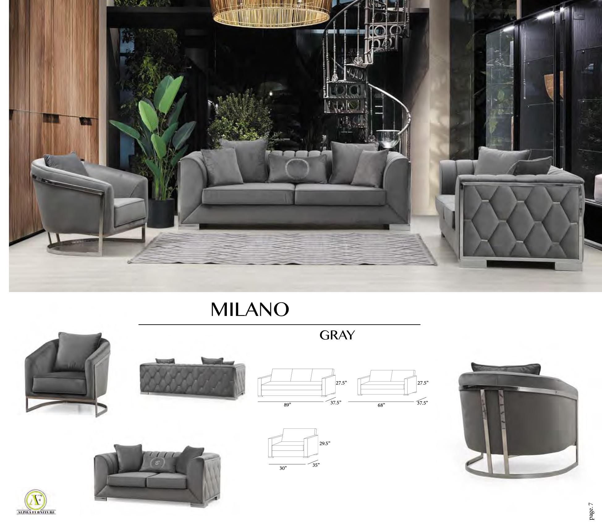 

    
Gray Velvet Tufted Channels Sofa Set 3Pcs Contemporary Alpha Furniture Milano
