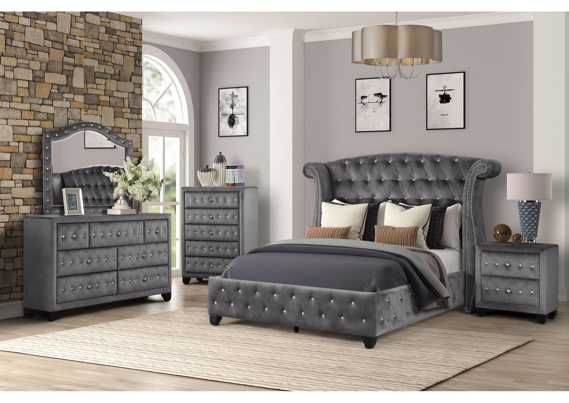 

        
733569309337Gray Velvet Tufted King Bedroom Set 5P SOPHIA Galaxy Home Modern Contemporary
