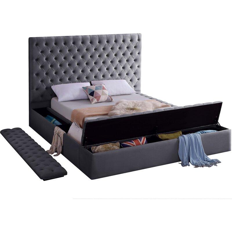 

                    
Buy Gray Velvet Tufted Queen Storage Bed Set 4 w/Vanity NORA Galaxy Home Modern
