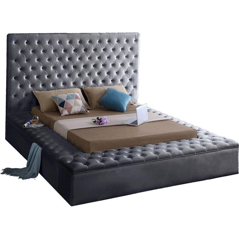 

    
 Order  Gray Velvet Tufted Queen Storage Bed Set 5 w/Vanity NORA Galaxy Home Modern
