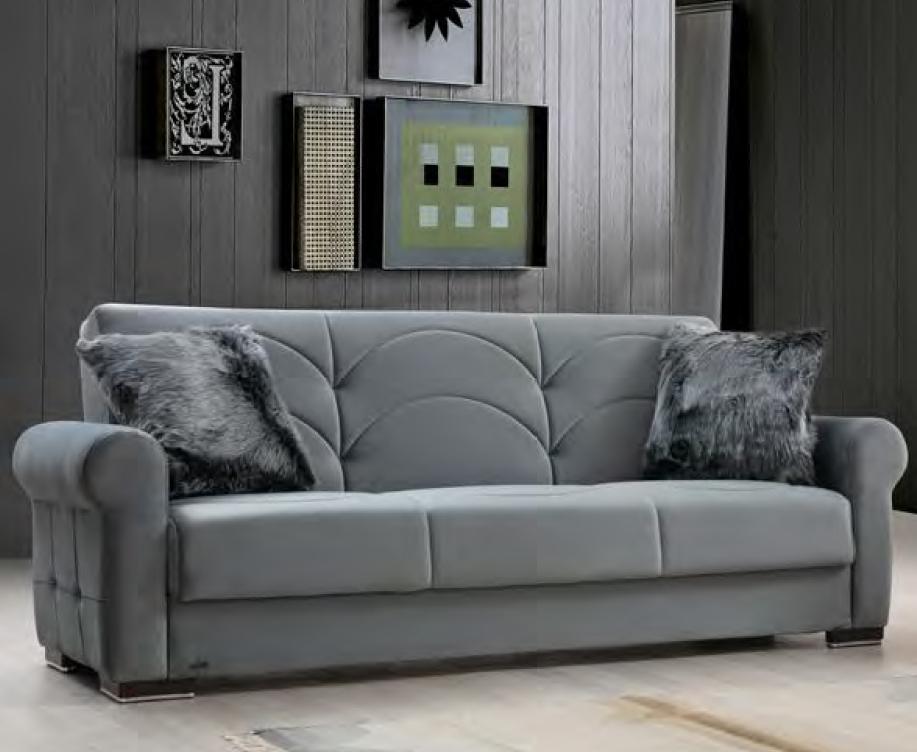 

    
Gray Velvet Wooden Legs Sofa Bed Contemporary Alpha Furniture Madrid
