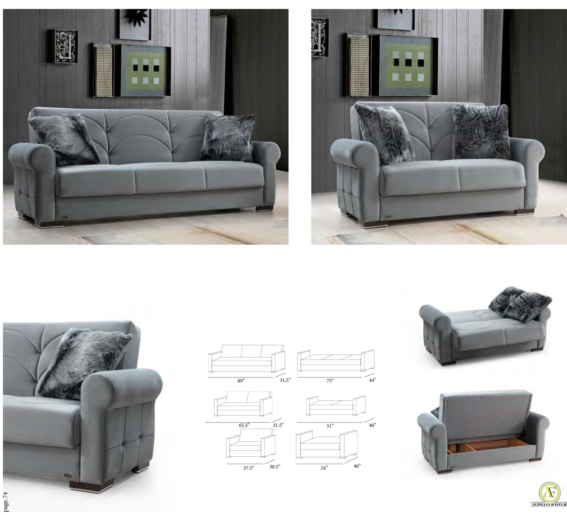 

    
Gray Velvet Wooden Legs Sofa Bed Set 3Pcs Contemporary Alpha Furniture Madrid
